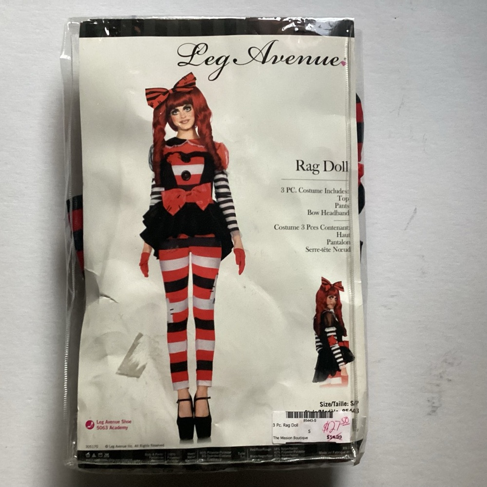 Leg Avenue Red and Black Rag Doll Costume Halloween NEW OLD STOCK Sz Small